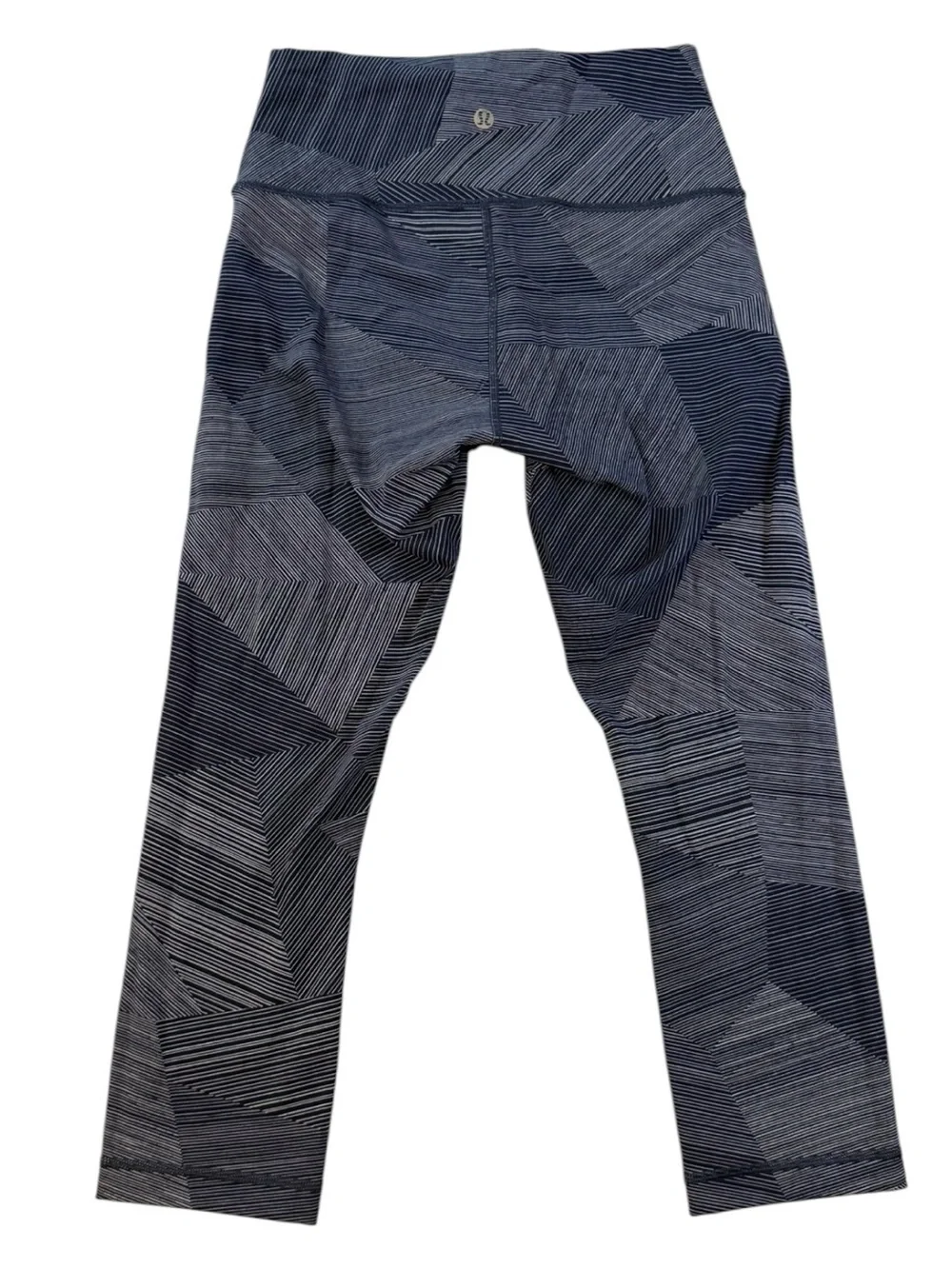 Lululemon Crop Leggings Womens 6 Blue Geometric Stripe Print High Rise Yoga - Picture 4 of 12